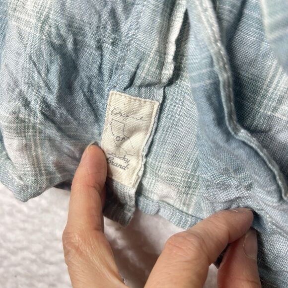 Lucky Brand Original Classic Fit Men’s 100% Linen Plaid Shirt Blue XXL Coastal - Picture 4 of 8